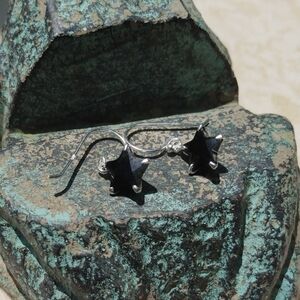 Black Star Earrings Sterling And Black CZ